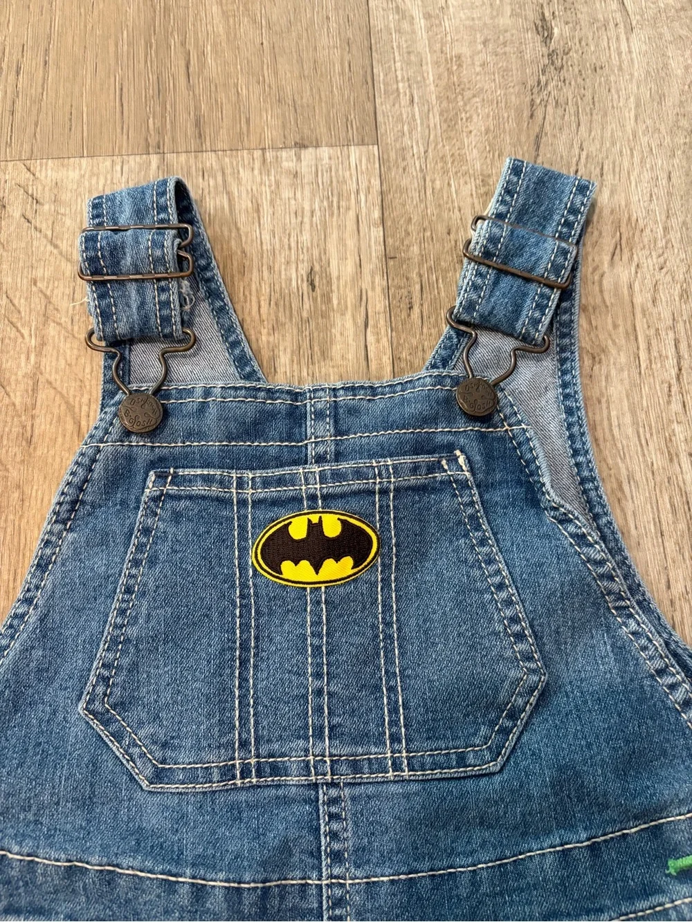 Boys 4T OshKosh B'gosh Blue Denim Overalls with Batman Embroidered Logo